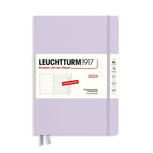 LEUCHTTURM1917 367751 Wochenkalender & Notizbuch Composition (B5) 2024, mit Extraheft für Adressen und Jahrestage, Lilac, Deutsch, 12 Monate von LEUCHTTURM1917