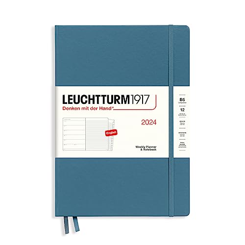 LEUCHTTURM1917 367762 Wochenkalender & Notizbuch Composition (B5) 2024, 12 Monate, Stone Blue, Englisch von LEUCHTTURM1917
