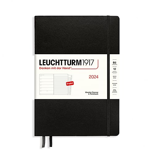 LEUCHTTURM1917 367764 Wochenkalender & Notizbuch Composition (B5) 2024, 12 Monate, Schwarz, Englisch von LEUCHTTURM1917