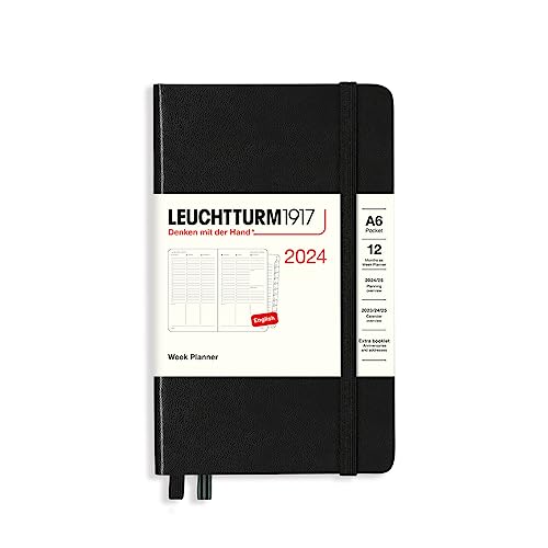 LEUCHTTURM1917 367842 Wochenplaner Pocket (A6) 2024, 12 Monate, Schwarz, Englisch von LEUCHTTURM1917