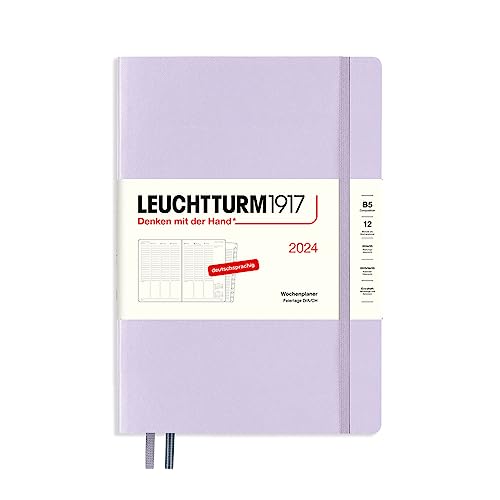 LEUCHTTURM1917 367845 Wochenplaner Composition (B5) 2024, mit Extraheft für Adressen und Jahrestage, Lilac, Deutsch, 12 Monate von LEUCHTTURM1917