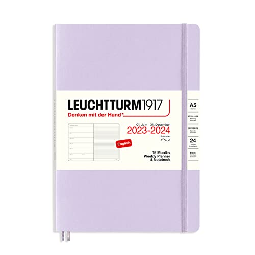 LEUCHTTURM1917 367858 Weekly Planner & Notebook Softcover Medium (A5) 2024, 18 months, Lilac, English von LEUCHTTURM1917