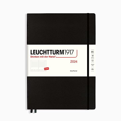 LEUCHTTURM1917 367874 Tageskalender Master (A4+) 2024, Schwarz, Englisch, 12 Monate von LEUCHTTURM1917