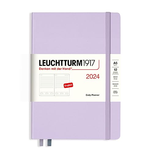 LEUCHTTURM1917 367876 Tageskalender Medium (A5) 2024, Lilac, Englisch, 12 Monate von LEUCHTTURM1917