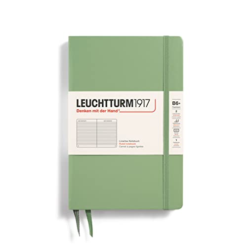 LEUCHTTURM1917 368504 Notizbuch Paperback (B6+), Hardcover, 219 nummerierte Seiten, Salbei, Liniert von LEUCHTTURM1917