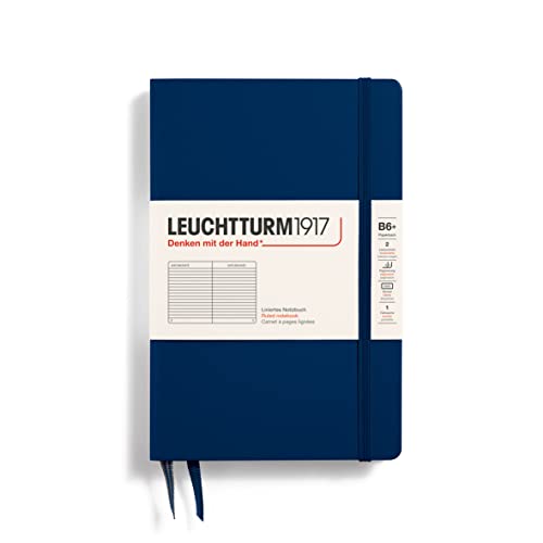 LEUCHTTURM1917 368510 Notizbuch Paperback (B6+), Hardcover, 219 nummerierte Seiten, Marine, Liniert von LEUCHTTURM1917