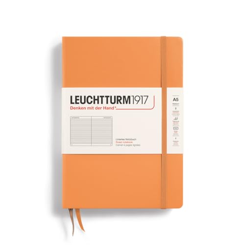 LEUCHTTURM1917 369781 Notizbuch Medium (A5), Hardcover, 251 nummerierte Seiten, Apricot, liniert von LEUCHTTURM1917