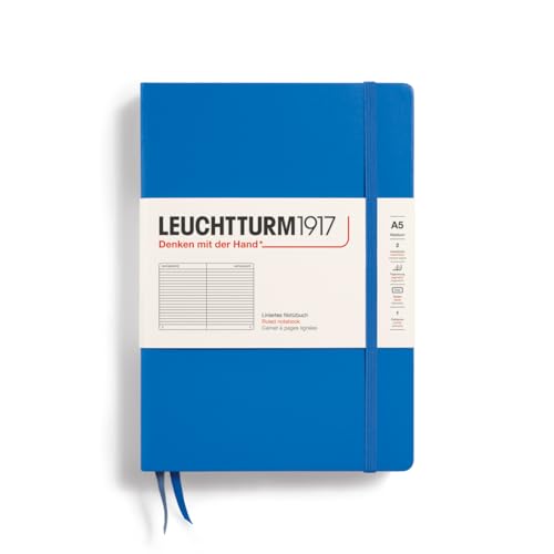 LEUCHTTURM1917 369789 Notizbuch Medium (A5), Hardcover, 251 nummerierte Seiten, Sky, liniert von LEUCHTTURM1917