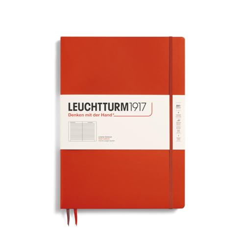 LEUCHTTURM1917 370269 Notizbuch Master Slim (A4+), Hardcover, 123 nummerierte Seiten, Fox Red, liniert von LEUCHTTURM1917