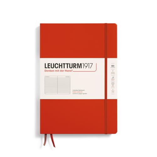 LEUCHTTURM1917 370277 Notizbuch Composition (B5), Hardcover, 219 nummerierte Seiten, Fox Red, Liniert von LEUCHTTURM1917