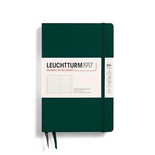 LEUCHTTURM1917 370288 Notizbuch Paperback (B6+), Hardcover, 219 nummerierte Seiten, Forest Green, Dotted von LEUCHTTURM1917