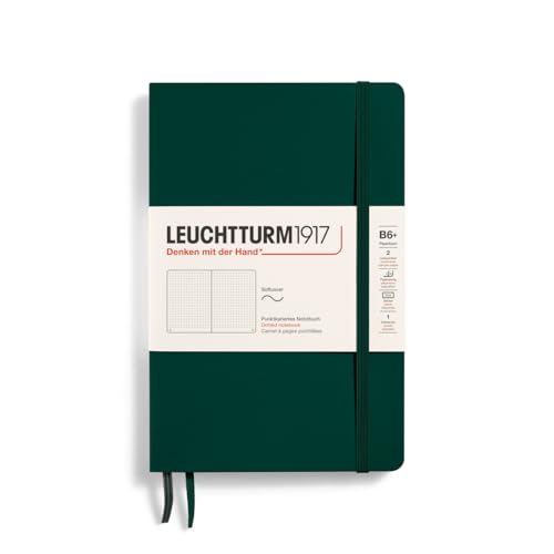 LEUCHTTURM1917 370318 Notizbuch Paperback (B6+), Softcover, 123 nummerierte Seiten, Forest Green, Dotted von LEUCHTTURM1917