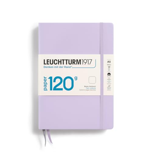 LEUCHTTURM1917 370337 Notizbuch Medium (A5) 120 g/m² Paper Edition, Hardcover, 203 nummerierte Seiten, Lilac, blanko von LEUCHTTURM1917