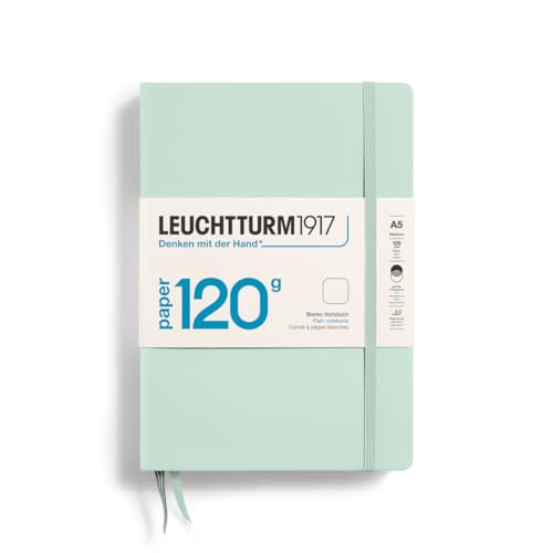LEUCHTTURM1917 370343 Notizbuch Medium (A5) 120 g/m² Paper Edition, Hardcover, 203 nummerierte Seiten, Mint Green, blanko von LEUCHTTURM1917