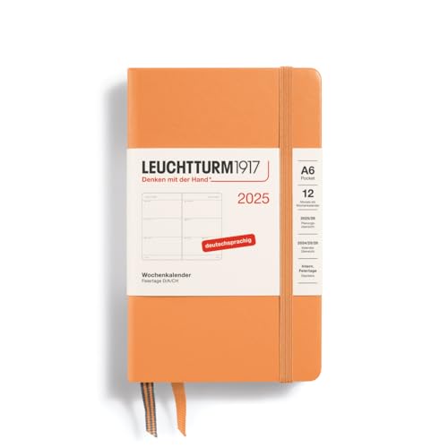 LEUCHTTURM1917 370552 Wochenkalender Pocket (A6) 2025, Apricot, Deutsch von LEUCHTTURM1917
