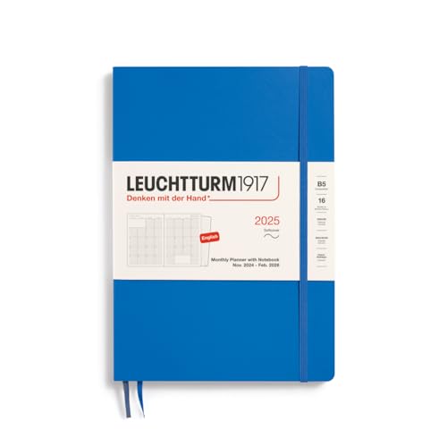LEUCHTTURM1917 370711 Monatsplaner & Notizbuch Composition (B5) 2025, 16 Monate, Softcover, Sky, Englisch von LEUCHTTURM1917
