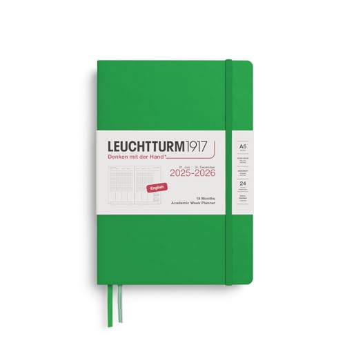 LEUCHTTURM1917 372818 Akademischer Wochenplaner Medium (A5) 2026, 18 Monate 07.2025-12.2026, Spring Leaf, Englisch von LEUCHTTURM1917