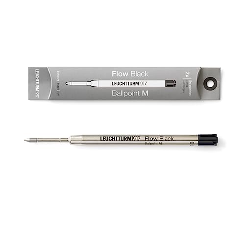 LEUCHTTURM1917 - Kugelschreiber Parker Style Ersatzminen für Drehgriffel Nr 1 - dokumentenecht ISO 15727-2 (2 Stück, mittlere Spitze, schwarz) von LEUCHTTURM1917