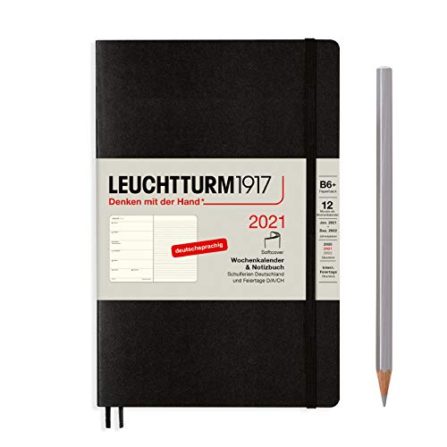 LEUCHTTURM1917 Wochenkalender & Notizbuch 2021 Softcover Paperback (B6), 12 Monate, Schwarz, Deutsch, 361915 von LEUCHTTURM1917