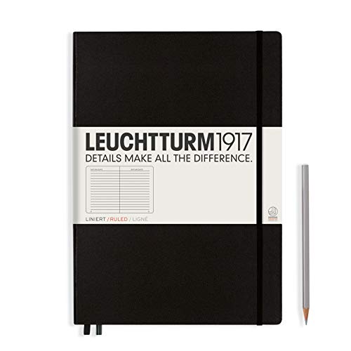 Leuchtturm1917 327150 Master Classic Notizbuch (A4+, Liniert, Hardcover) 233 Seiten schwarz von LEUCHTTURM1917