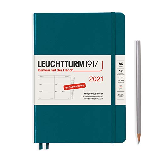 Wochenkalender 2021 Hardcover Medium (A5), 12 Monate, Pacific Green, Deutsch von LEUCHTTURM1917