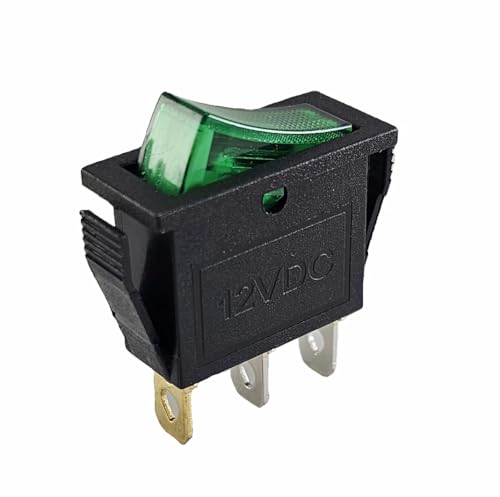 12V 16A 3-Pin Kippschalter Auto KFZ Wippschalter, Grün beleuchtet, EIN/AUS von LEVSEB