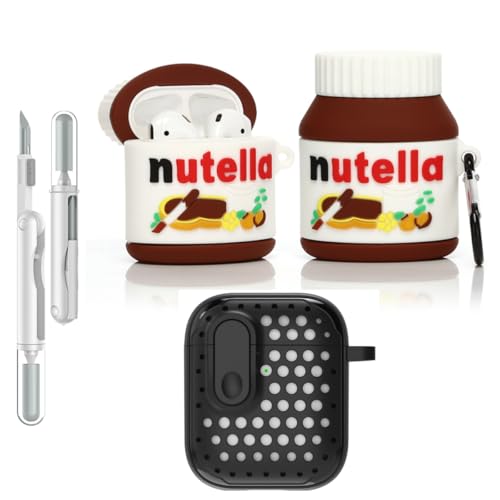 LEWOTE 3 in 1 Kompatibel mit Apple Airpods (2nd/1st Generation) Schützende Lustige Nette Fall Abdeckung mit Reiniger Kit Schlüsselanhänger (Chocolate Sauce) von LEWOTE