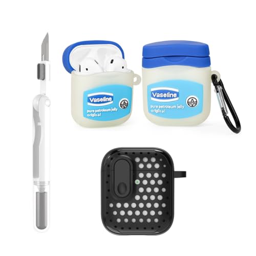 LEWOTE 3 in 1 Kompatibel mit Apple Airpods (2nd/1st Generation) Schützende Lustige Nette Fall Abdeckung mit Reiniger Kit Schlüsselanhänger (VSL) von LEWOTE