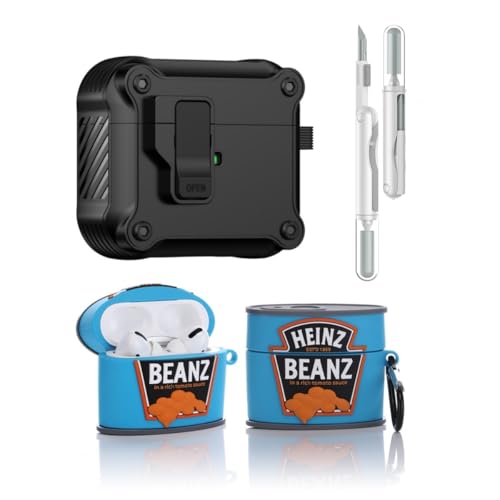 LEWOTE 3 in 1 Kompatibel mit Apple Airpods 3 Schützende Lustige Nette Fall Abdeckung mit Reiniger Kit Schlüsselanhänger (Baked Sauce) von LEWOTE