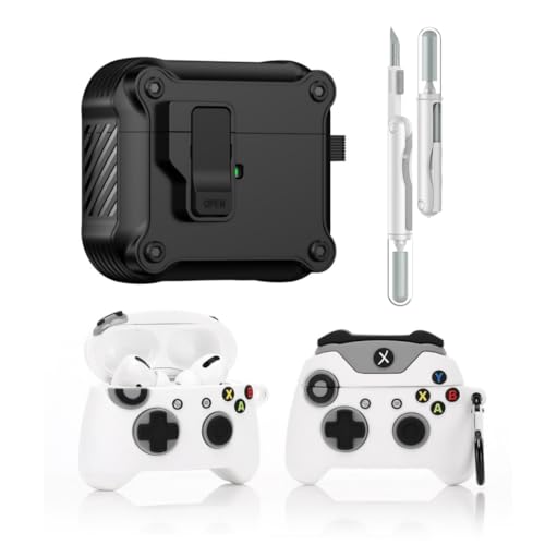 LEWOTE 3 in 1 Kompatibel mit Apple Airpods 3 Schützende Lustige Nette Fall Abdeckung mit Reiniger Kit Schlüsselanhänger (Gamepad) von LEWOTE