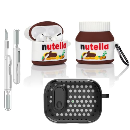 LEWOTE 3 in 1 Kompatibel mit Apple Airpods Pro(2nd/1st Generation) Schützende Lustige Nette Fall Abdeckung mit Reiniger Kit Schlüsselanhänger (Chocolate Sauce) von LEWOTE