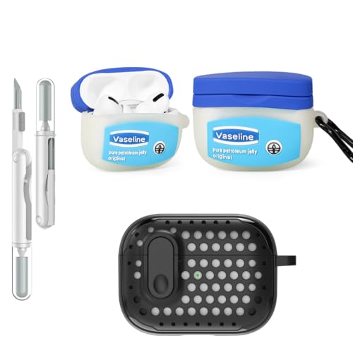 LEWOTE 3 in 1 Kompatibel mit Apple Airpods Pro(2nd/1st Generation) Schützende Lustige Nette Fall Abdeckung mit Reiniger Kit Schlüsselanhänger (VSL) von LEWOTE