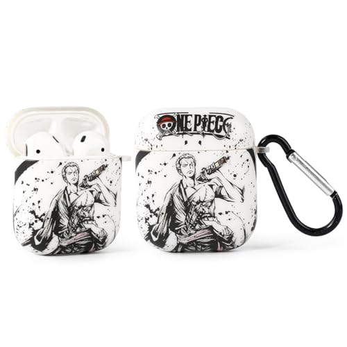 LEWOTE Kompatibel mit Apple Airpods (2nd/1st Generation) Schützende Lustige Nette Cartoon Case Abdeckung mit Schlüsselanhänger (Zoro) von LEWOTE
