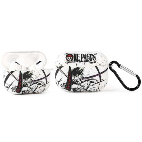 LEWOTE Kompatibel mit Apple Airpods Pro (2nd/1st Generation) Schützende lustige Nette Cartoon Case Abdeckung mit Schlüsselanhänger (Cool Zoro) von LEWOTE
