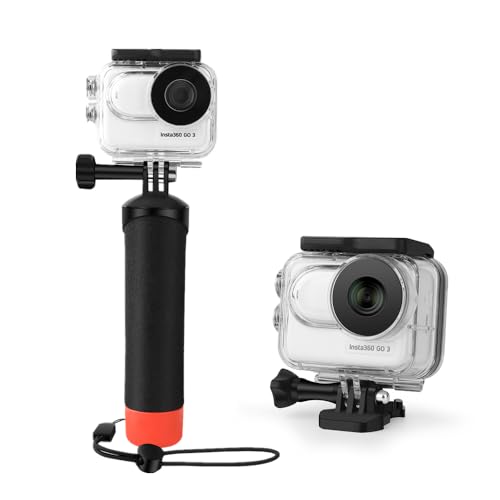 LEWOTE Wasserdichtes Gehäuse und schwimmender Handgriff, kompatibel mit Insta360 GO 3, schützendes Unterwasser-Tauchgehäuse mit Halterung, Zubehör für Insta360 GO 3 von LEWOTE
