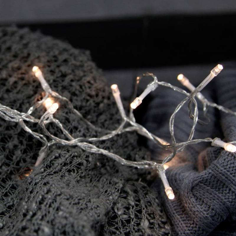 LED Lichterkette - 30 Hellweiße LED - L: 4,5m - Batterie  - Indoor - transparentes Kabel von LEX
