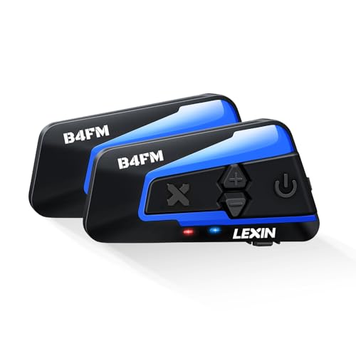 LEXIN B4FM Motorrad Bluetooth Headset, Helm Intercom, Kommunikationssystem für bis zu 10 Motorräder mit 2000m Reichweite, Motorradhelm Gegensprechanlage mit Musikteilen Funktion Doppelpack von LEXIN