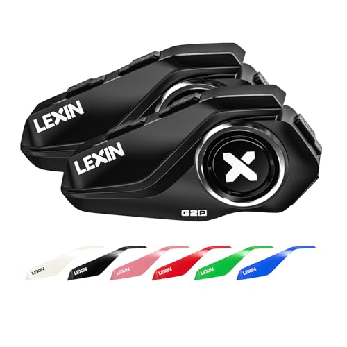 LEXIN G2 2X Motorrad Bluetooth Headset, Helm Kommunikationssystem für 2 bis zu 6 Personen in Reichweite von 1000m, Wasserdicht Freisprecheinrichtung mit FM Radio von LEXIN