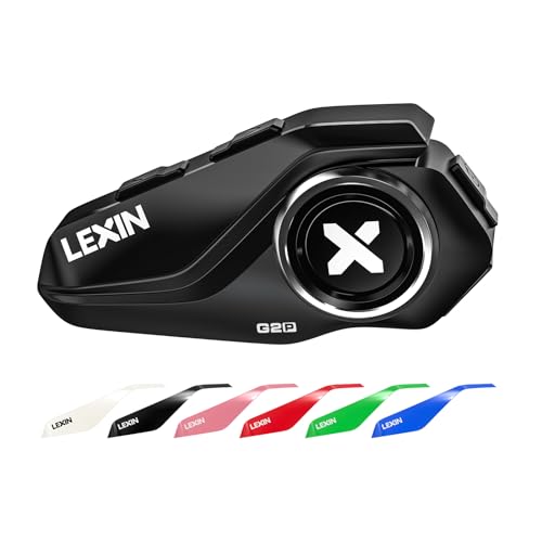 LEXIN G2 Motorrad Bluetooth Headset, Helm Kommunikationssystem für 2 bis zu 6 Personen in Reichweite von 1000m, Wasserdicht Freisprecheinrichtung mit FM Radio von LEXIN