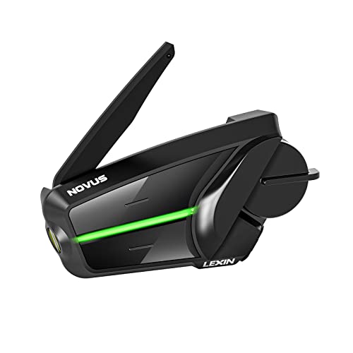 LEXIN Novus Mesh 3.0 Intercom, Motorrad Headset Bluetooth 5.0, Heml Kommunikationssystem für bis zu 32 Fahrrer mit Audio Multitasking, Musikteilen, LED Beleuchtung, FM Radio, Einzelpack von LEXIN