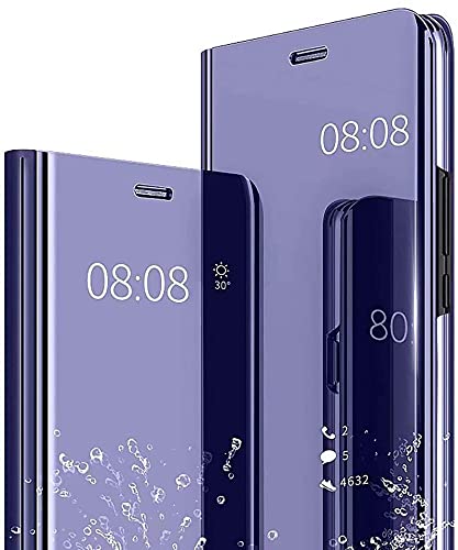 LEYAN Clear Smart View Schutzhülle für Samsung Galaxy A32 4G, Spiegel Flip Case Cover Transparent Standing Schutzhülle Stoßfest Schutzhülle mit Klappdeckel Folio Schutzhülle mit faltbarem Ständer – von LEYAN