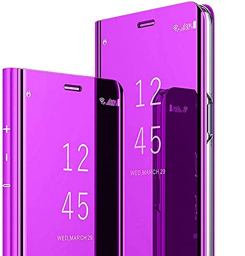 LEYAN Clear Smart View Schutzhülle für Samsung Galaxy A52 | A52 5G, Spiegel, Flip Case, Cover, transparent, Standing, stoßfest, Folio-Schutzhülle mit klappbarem Ständer – Violett LEYAN Clear Smart View Schutzhülle für Samsung Galaxy A52 | A52 5G, Spiegel, Flip Case, Cover, transparent, Standing, stoßfest, Folio-Schutzhülle mit klappbarem Ständer – Violett von LEYAN