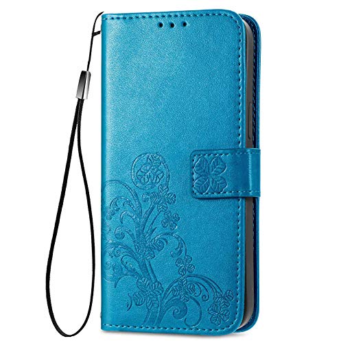 LEYAN Hülle für Oppo Find X3 Lite (6.4"), Schutzhülle Case Cover TPU/PU Leder Flip Brieftasche Handytasche mit Kartenfächer & Standfunktion & Muster, Klapp Handyhülle, Blau von LEYAN