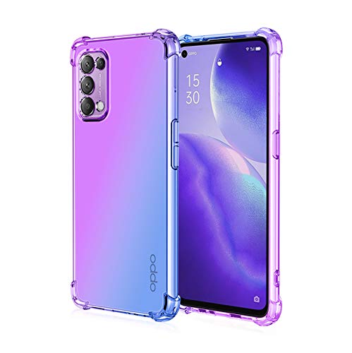 LEYAN Hülle für Oppo Find X3 Lite (6.4"), Schutzhülle TPU Silikon Handyhülle mit Farbverlauf Design, Transparent Stoßfest Bumper Case Soft Flex Cover, Lila/Blau von LEYAN