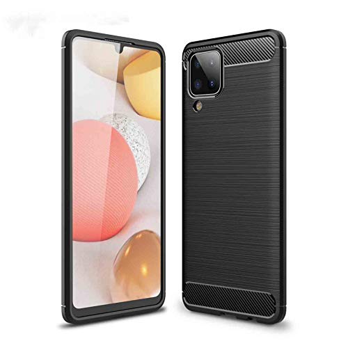 LEYAN Hülle für Samsung Galaxy A12, Schutzhülle TPU Silikon Handyhülle mit Stylisch Karbon Design, Stoßfest Bumper Case Soft Flex Cover, Schwarz von LEYAN