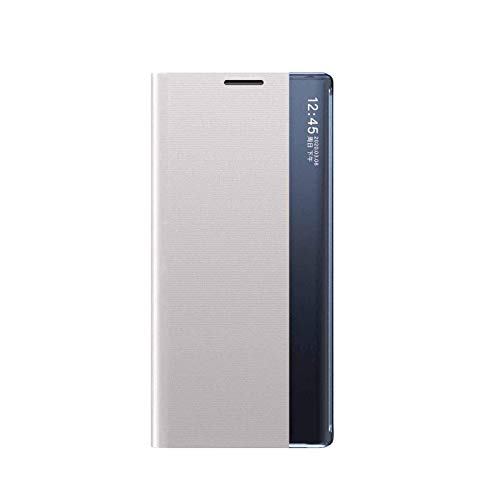 LEYAN Hülle für Samsung Galaxy S21 Plus 5G (6.7")/(S21+), Premium PC/PU Leder Schutzhülle, Spiegel Cover Clear View Case Flip Intelligenten Handyhülle etui Huelle mit Klappbarer Ständer, Silber von LEYAN