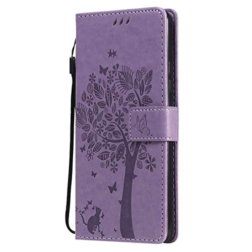LEYAN Hülle für Samsung Galaxy S21 Plus 5G (S21+), Schutzhülle Case Cover TPU PU Flip Leder Brieftasche Handytasche mit Kartenfächer Standfunktion, Klapp Handyhülle Geprägt Muster, Lavendel von LEYAN