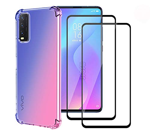 LEYAN Hülle für Vivo Y20s / Vivo Y11s / Vivo Y20 + 2 Panzerglas, Schutzhülle TPU Silikon Handyhülle mit Farbverlauf Design, Transparent Stoßfest Bumper Case Soft Flex Cover, Blau/Rosa LEYAN Hülle für Vivo Y20s / Vivo Y11s / Vivo Y20 + 2 Panzerglas, Schutzhülle TPU Silikon Handyhülle mit Farbverlauf Design, Transparent Stoßfest Bumper Case Soft Flex Cover, Blau/Rosa von LEYAN