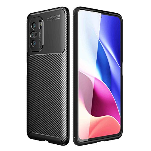 LEYAN Hülle für Xiaomi Poco F3 / Xiaomi Mi 11i 5G, Schutzhülle TPU Silikon Handyhülle mit Stylisch Karbon Design, Stoßfest Bumper Case Soft Flex Cover, Schwarz von LEYAN