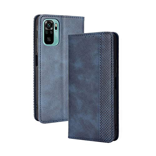 LEYAN Leder Folio Hülle für Poco M5s / Redmi Note 10 4G / Note 10s, Lederhülle Brieftasche Mit Kartensteckplätzen, Premium Flip PU/TPU Handyhülle Schutzhülle Case Cover mit Ständer Funktion (Blau) von LEYAN